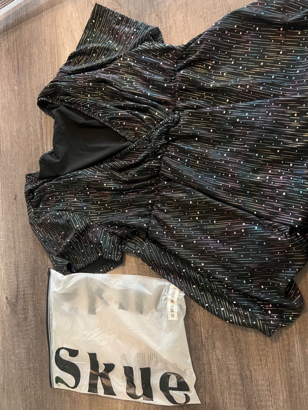 Black Starry Stripe Short Sleeve Dress